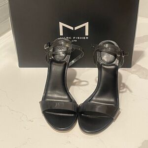 NWT Marc Fisher Black Calisty Transparent Strap Heels